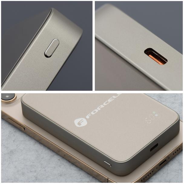 Powerbank zgodny z MagSafe Forcell F-Energy SuperSlim F10K8 QC4.0 PD3.0 15W 10000 mAh tytanowy pustynny 0INT