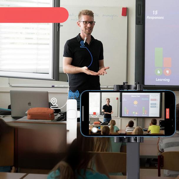 Mikrofon krawatowy bezprzewodowy Lightning podwójny z długim włosiem (2 w zestawie) K1 biały