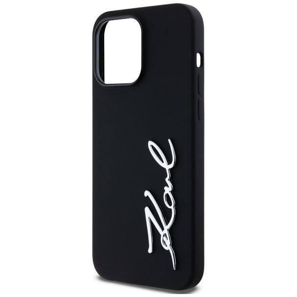 KARL LAGERFELD futerał do IPHONE 14 Pro Max KLHCP14XSCMSMVK (Silicone Sign Metal Logo) czarny