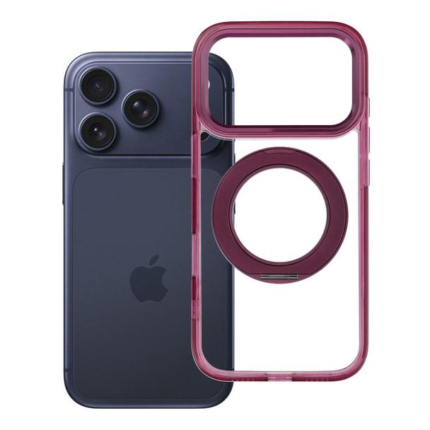 Etui na iPhone 18 Pro / 17 Pro Frame Circle Stand zgodne z MagSafe burgundowy