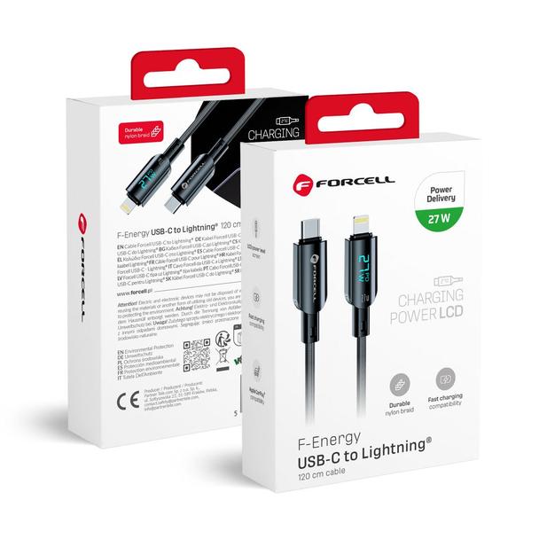 Kabel USB-C do Lightning Forcell F-Energy PD 3A 27W Digital 1,2 m C276 czarny