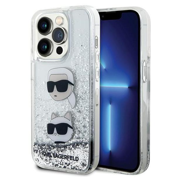 KARL LAGERFELD futerał do IPHONE 14 Pro KLHCP14LLDHKCNS (Liquid Glitter KC) biały