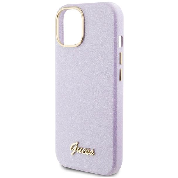 GUESS futerał do IPHONE 13 / 14 / 15 GUHCP15SPGMCSL (Glitter Glossy Script) liliowy