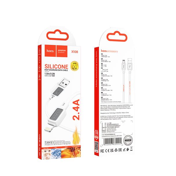 Kabel USB A do Lightning Hoco 2,4A 1 m X108 biały