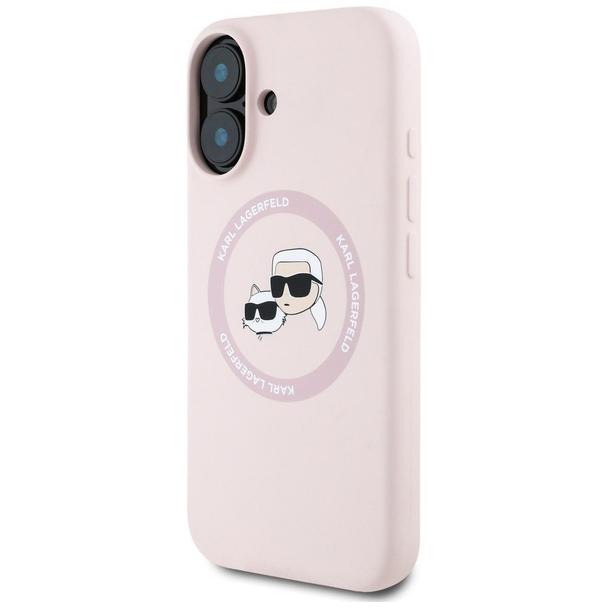 KARL LAGERFELD futerał do IPHONE 16 kompatybilny z MagSafe KLHMP16SSKCHTCP (Silicone KC Heads) różowy
