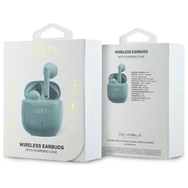 GUESS słuchawki bezprzewodowe bluetooth TWS GUTWSJ14ESGQ (Printed Classic Logo) turkusowe