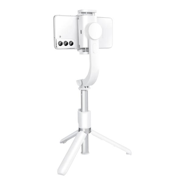 Uchwyt selfie z pilotem bezprzewodowym tripod ze stabilizatorem GIMBAL SSTR-L08 biały