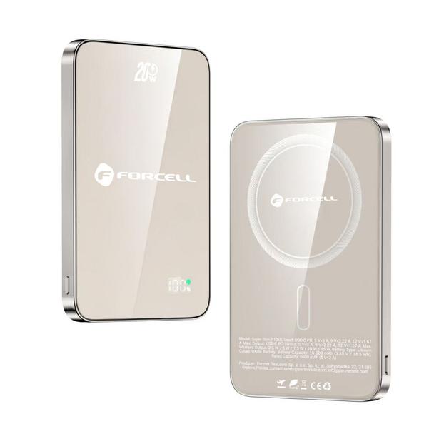 Powerbank zgodny z MagSafe Forcell F-Energy SuperSlim F5K8 QC4.0 PD3.0 15W 5000 mAh tytanowy pustynny 0INT