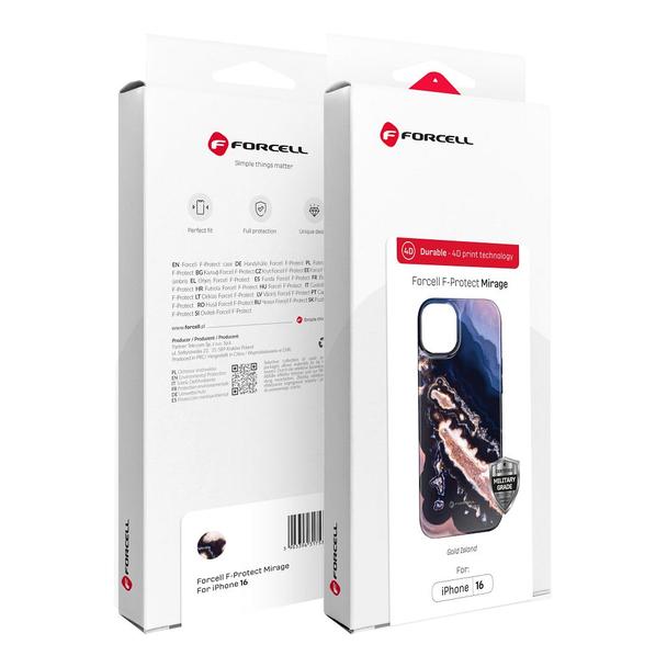 Etui na iPhone 16 PRO Forcell F-Protect Mirage zgodne z MagSafe Military Drop-Test gold island
