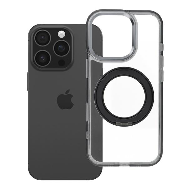 Etui na iPhone 16 PRO Frame Circle Stand zgodne z MagSafe czarne