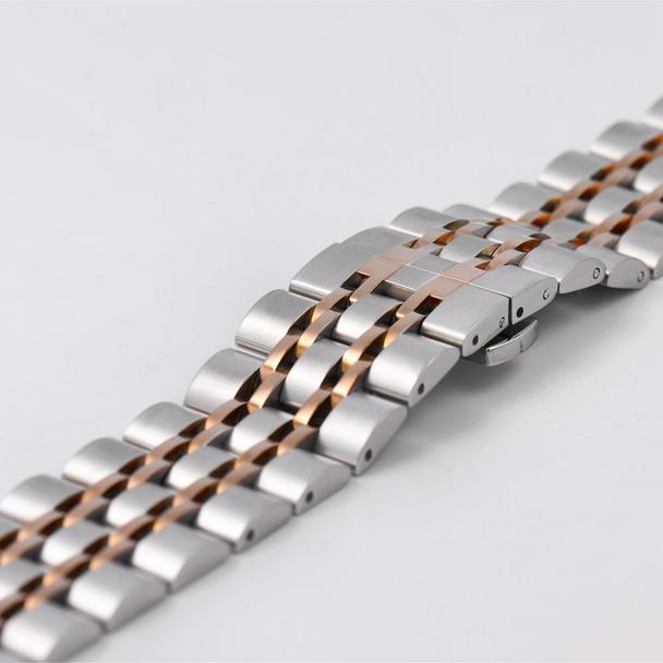 Pasek do zegarka 22 mm Titmo Strap S4 stalowa bransoleta srebrno-różowy