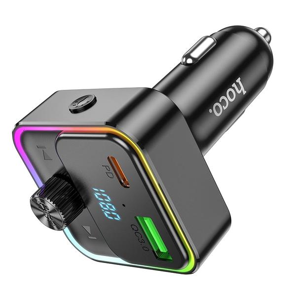 Ładowarka samochodowa Hoco USB A + USB C QC3.0 PD 30W  z transmiterem E81 czarny