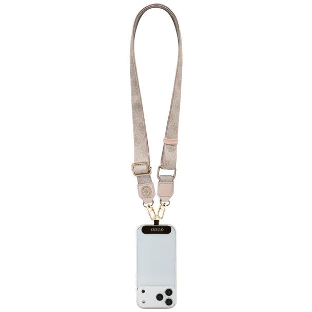 GUESS uniwesalny pasek GUUCNP4DGMP (4G PU Strap Tether Patch Strass Metal Logo) różowy