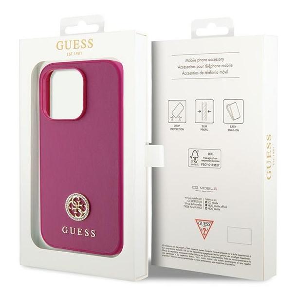 GUESS futerał do IPHONE 15 Pro GUHCP15LPS4DGPP (Strass Metal Logo) różowy