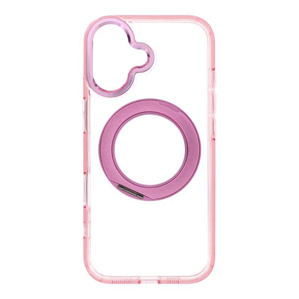 Etui na iPhone 17 Frame Circle Stand zgodne z MagSafe różowe