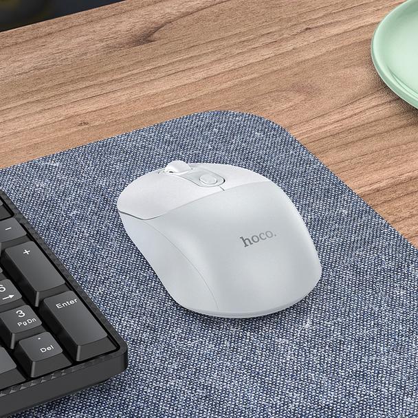 Myszka bezprzewodowa Hoco 2.4G 1600 dpi GM28 biało szara