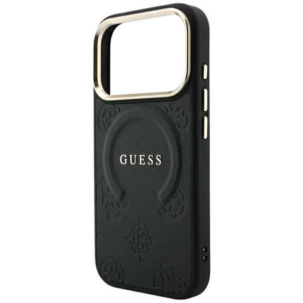GUESS futerał do IPHONE 18 Pro/17 Pro kompatybilny z MagSafe (Saffiano Peony Ring) czarny