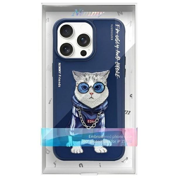 NIMMY futerał GLASSES COOL CAT do IPHONE 15 Pro niebieski