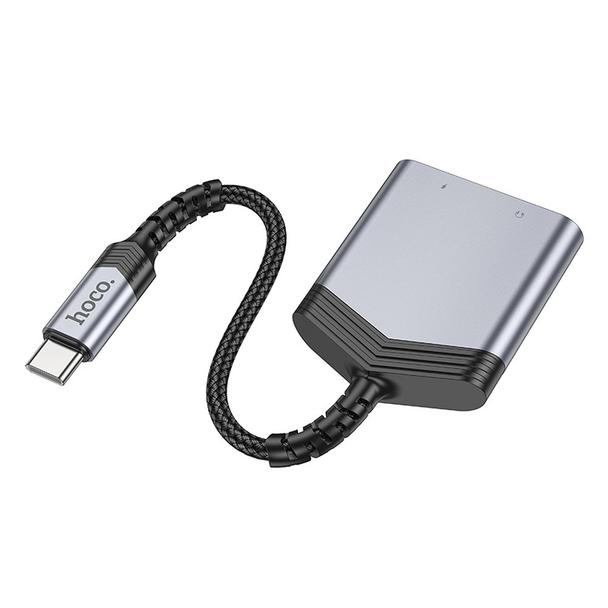 Adapter AUX 2w1 USB C do 2 x USB C Hoco 27W LS40 szary