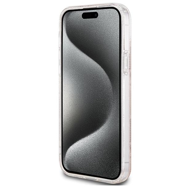 GUESS futerał do IPHONE 15 kompatybilny z MagSafe GUHMP15SHGCUSTGW (IML GCUBE) brązowy