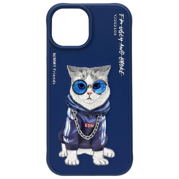 NIMMY futerał GLASSES COOL CAT do IPHONE 15 niebieski
