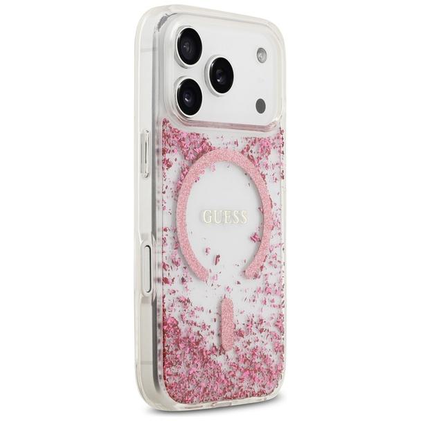 GUESS futerał do IPHONE 17 Pro kompatybilny z MagSafe GUHMP17LRGRGEP (Resin Bottom Glitter) różowy