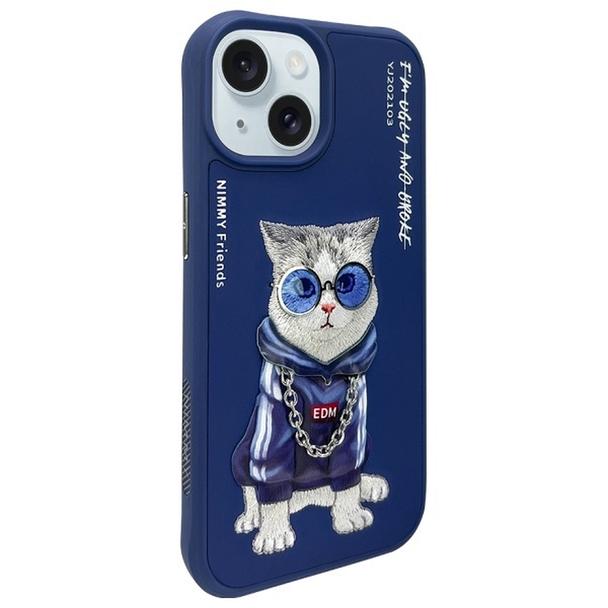 NIMMY futerał GLASSES COOL CAT do IPHONE 15 niebieski