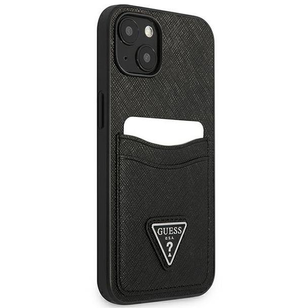 GUESS futerał do IPHONE 13 Mini GUHCP13SPSATPK (Saffiano Double Card Triangle) czarny