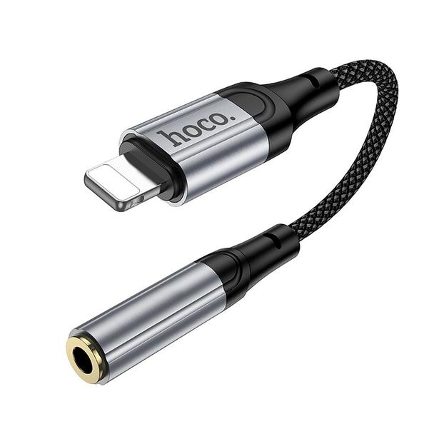 Adapter AUX Lightning do Jack 3,5 mm Hoco 0,12 m LS36A szary