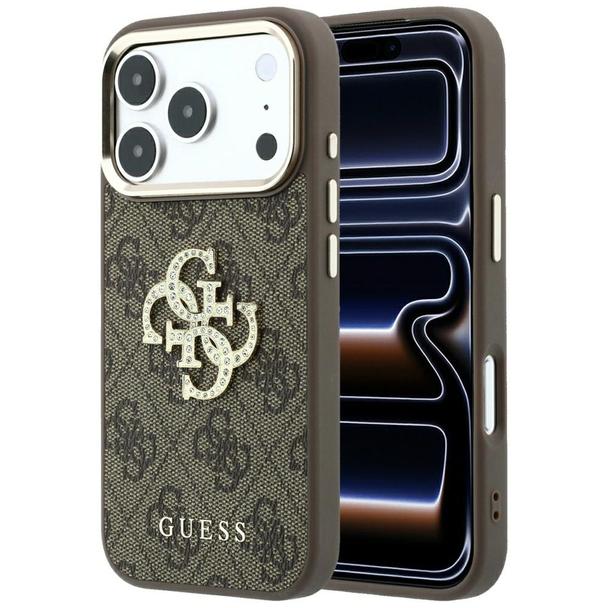 GUESS futerał do IPHONE 18 Pro Max/17 Pro Max (Big Strass Logo 4G) brązowy