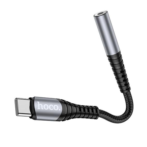 Adapter AUX Jack 3,5 mm do USB C Hoco LS33 szary