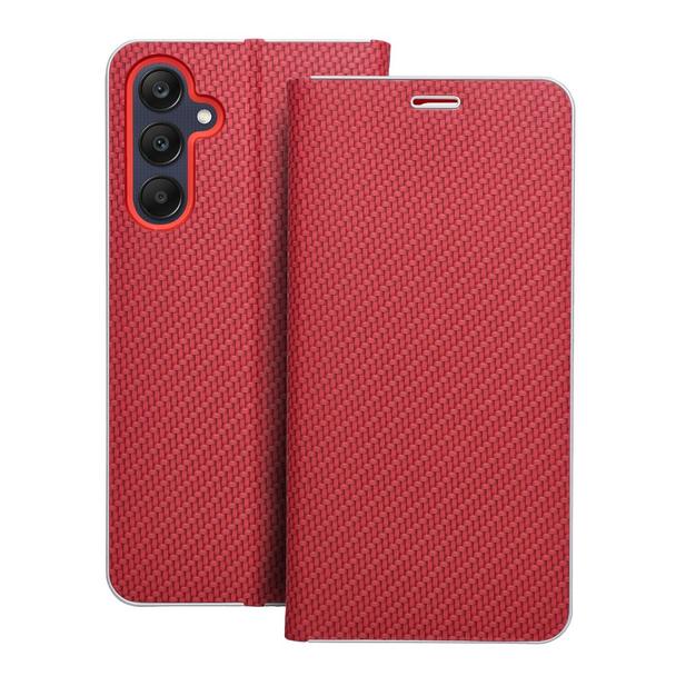 Etui z klapką na Samsung A25 5G Luna Book Carbon czerwone