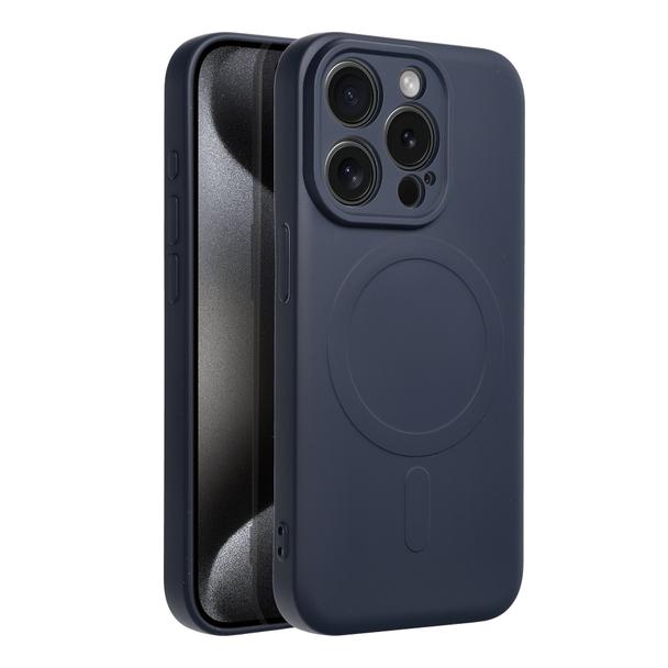Futerał do iPhone 15 PRO Silicone Mag Cover zgodny z MagSafe tytanowy niebieski