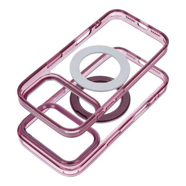 Etui na iPhone 18 Pro / 17 Pro Frame Circle Stand zgodne z MagSafe burgundowy