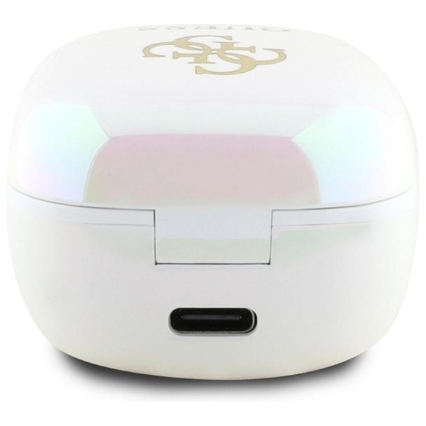 GUESS słuchawki bezprzewodowe bluetooth TWS GUTWSJ144ESH (Mini Iridescent 4G Printed Logo) białe