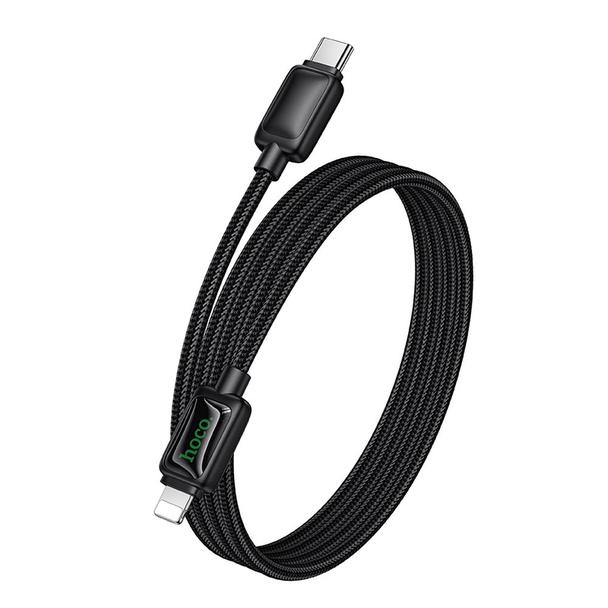 Kabel USB C do Lightning Hoco PD 30W 1,2 m z LCD U146 czarny