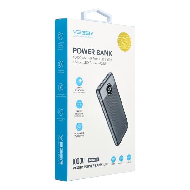Powerbank Veger L10 (W1105) 10000 mAh czarny