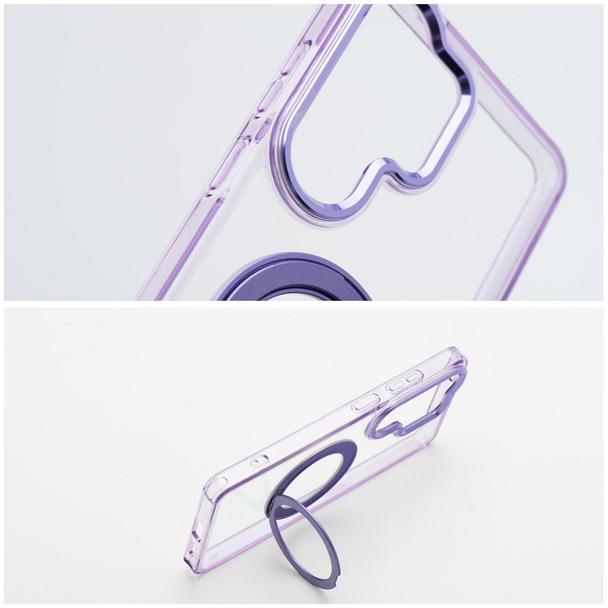 Etui na Samsung A37 Frame Circle Stand zgodne z MagSafe fioletowe