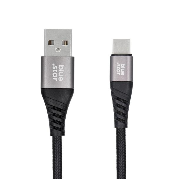 Kabel USB A do USB C Blue Star 3A 20W PD QC4.0 z oplotem 1,2 m TFK-DC-003 czarny