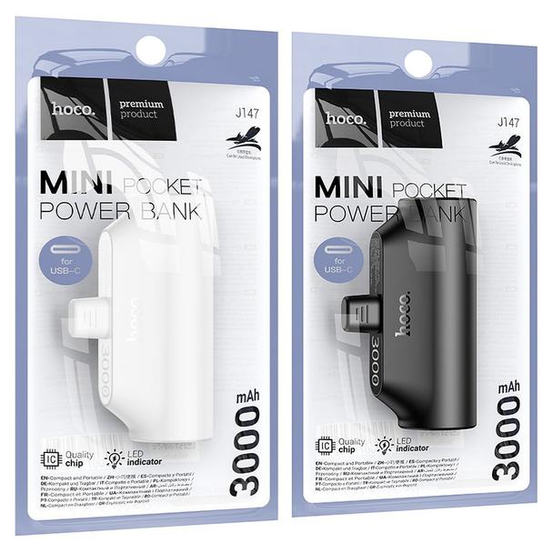 Powerbank Hoco 3000 mAh z wbudowanym złączem USB C J147 biały