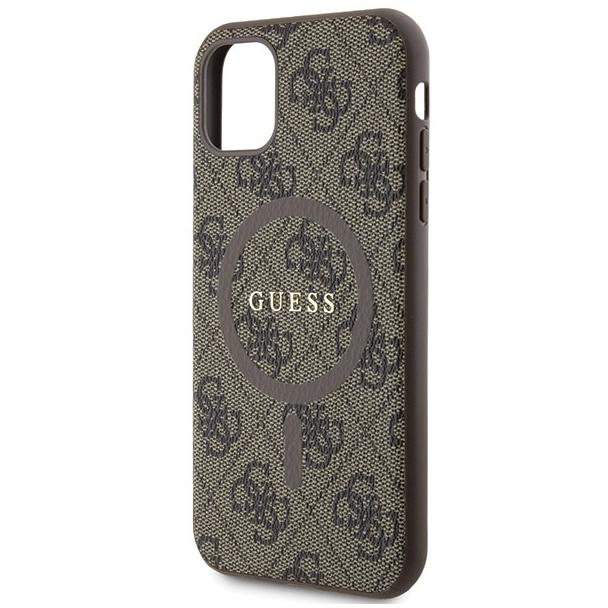GUESS futerał do IPHONE 11 kompatybliny z MagSafe GUHMN61G4GFRW (4G Ring classic logo) brązowy