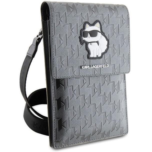 KARL LAGERFELD torebka uniwersalna na telefon KLWBSAKHPCG (Saffiano Mono Choupette) srebrny