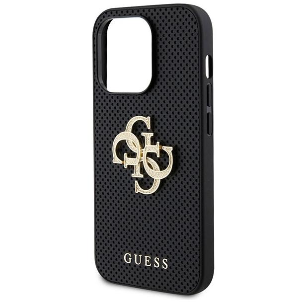 GUESS futerał do IPHONE 15 Pro GUHCP15LPSP4LGK (Leather Perforated 4G Glitter Logo) czarny