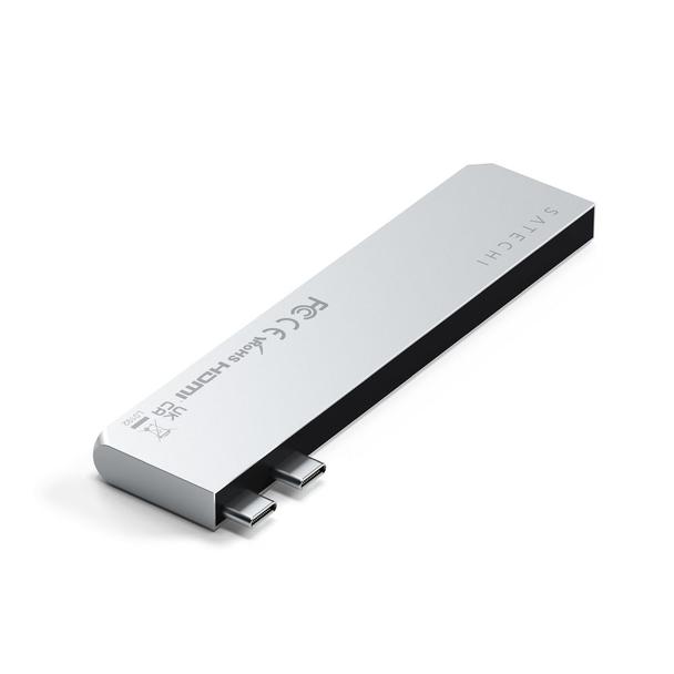 Adapter HUB 7w1 2 x USB C Satechi Pro HUB Slim ST-HUCPHSS do MacBook srebrny