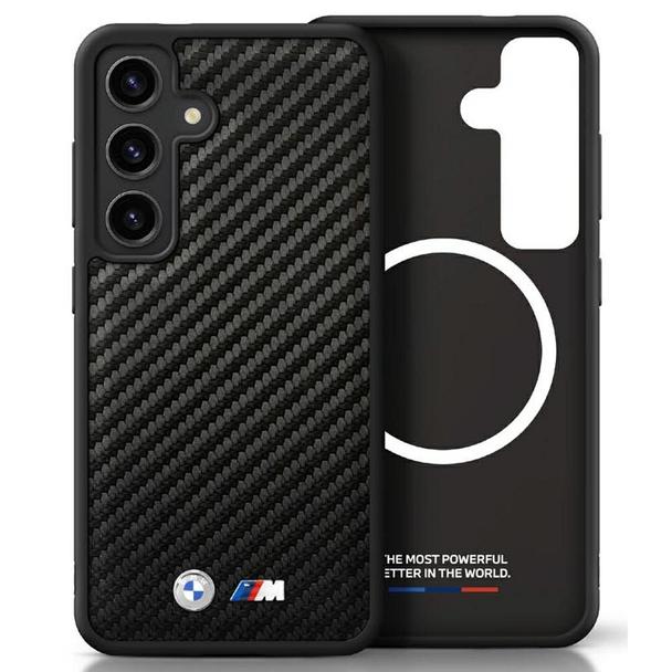 BMW futerał do SAMSUNG S25 kompatybilny z MagSafe BMHMS25S24PUCILK (PU Carbon Metal Logos) black
