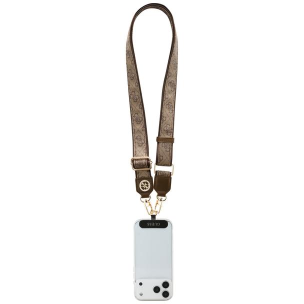 GUESS uniwesalny pasek GUUCNP4DGMW (4G PU Strap Tether Patch Strass Metal Logo) brązowy