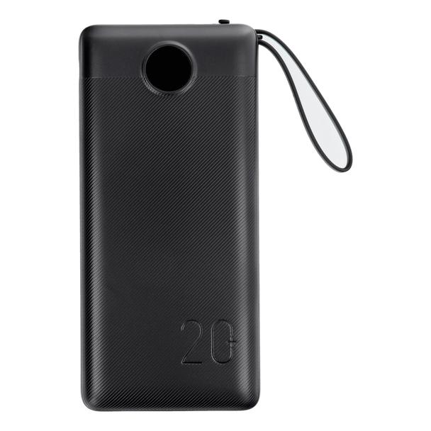 Powerbank Veger C20 (W2047 / W2059) 20000 mAh z wbudowanymi kablami Micro USB / Typ C / Lightning czarny