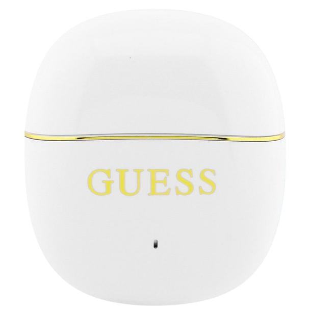 Słuchawki bezprzewodowe douszne TWS Guess Glossy Gold Line Classic białe