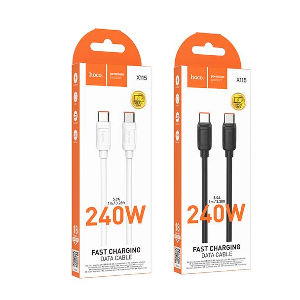 Kabel USB C do USB C Hoco PD 5A 240W 1 m X115 czarny