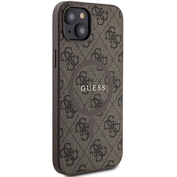 GUESS futerał do IPHONE 15 Plus / 14 Plus GUHMP15MG4GFRW (Leather 4G Metal Logo) brązowy